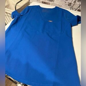 Figs V-Neck Scrub Top in Royal Blue